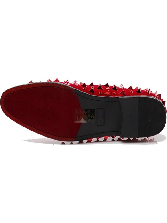 Enzo Romeo Men\'s Red Solid Rubber Sole Vintage Loafers Slip On Classic Shoes